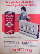 PUBLICITÉ PRESSE 1959 RÉGILAIT INSTANTANÉ BOÎTE ROUGE AMINCYL RATION CALORIQUE