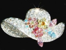 Arc-en-Ciel Fleur Chapeau Avec Cristal Swarovski Floral Femme Broche Noël Cadeau