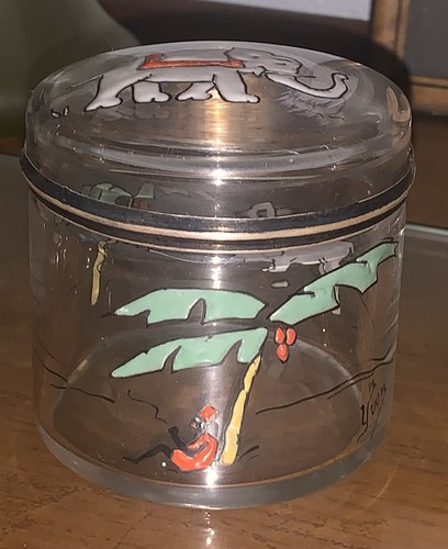 Rare boite verre émaillé - en,