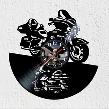 Horloge murale disque vinyle silhouette Harley Electra moto classique Davidson