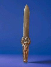 Ancien coupe-papier Art Déco en bronze – Femme nue stylisée – Années 1920/30