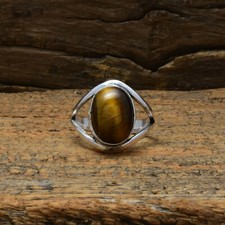 Étonnant de Tigre Yeux Pierre Précieuse 925 Argent Bague Tout Taille