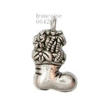 LOT DE 3 BRELOQUES CHARMS PERLES / BOTTE 20X12mm / CREATION BIJOUX BRACEL _ B117