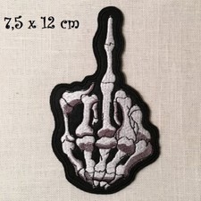 ÉCUSSON PATCH - MAIN DOIGT SQUELETTE * 7,5 x 12,5 cm * APPLIQUE thermocoll​ante