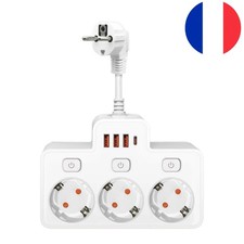 Multiprise murale USB Type-C avec interrupteurs indépendants, 4 ports, 2500W,...