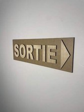 Panneau Sortie avec flèche - Signalétique sécurité sortie de secours en bois Pic