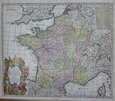 map Rare ancienne carte du XVIIIè siècle du royaume de France kingdom louis xv