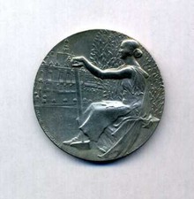 Concours de pompes 1933 médaille bronze argentée + boite.- René Baudichon
