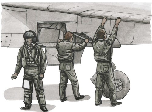 French pilot and - two, mechanics