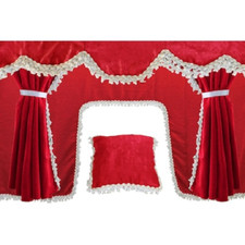 5x Rouge Rideaux Ensemble Avec