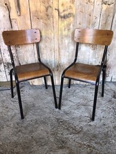 Paire de Chaise MULLCA 511 Metal Noir + Assise & Dossier Bois #A097