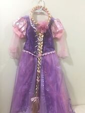 Original Disney Store Tangled Rapunzel Princess Dress Costume 7/8 With HairBraid