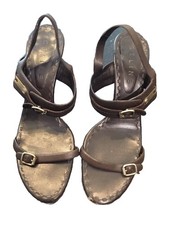 Très Beaux Et Authentique Escarpins Sandales Cuir Marron Celine 41 Tbe