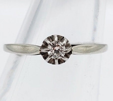 Bague solitaire art deco or blanc 18k diamant taille ancienne 0,10 carats (1930)