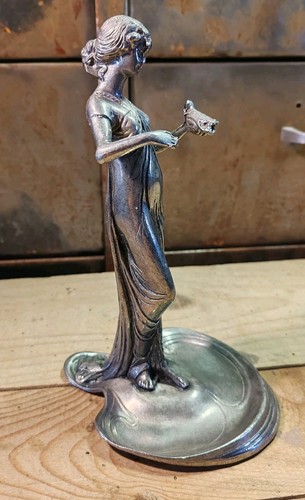 Statuette étain décor femme - décor,
