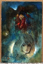 Tableau Huile Yves CHAIX (né 1936) Surréaliste Portrait Femmes Visage XXe