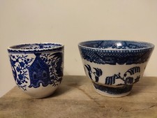 Lot x2 tasses Céramique Porcelaine Chine Décor Bleu Et Blanc Type ming Asie