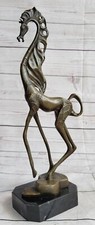 Vintage Bronze Sculpture Étroit Grand Cheval Figurine Signée Dali Deco Nr