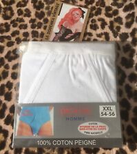 FRENCH 1970s MEN WHITE POUCH FRONT BRIEF~COMBED COTTON~MADE IN FRANCE~UNWORN~XXL