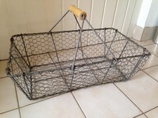  Panier métallique grillagé pommes de terre / oeufs  / déco art populaire 