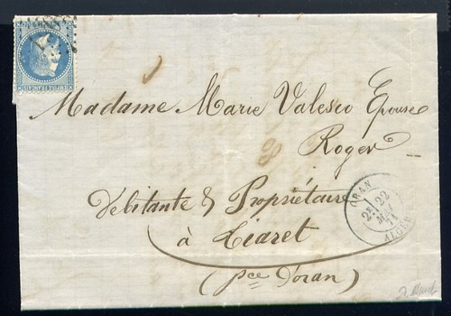 Rare lettre oran - pour, tiaret