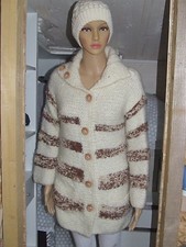 Superbe pull / veste tricoté main 50 % laine PHILDAR taille 38 comme neuf