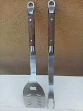 LAGUIOLE COUVERT Barbecue/Plancha LOT 2pcs Fourchette +Pelle INOX Bois exotique