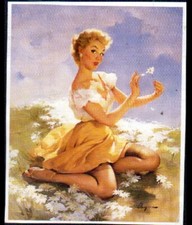 IMAGE pour ADULTE sage / PIN-UP effeuilleuse de MARGUERITE ... illustrée vintage