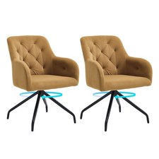 Chaise de Salle à Manger (2 St Jaune, Rembourré, Avec Pieds Métalliques, , pour