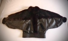 Blouson ample cuir noir vison