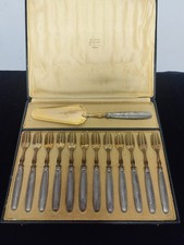 Argenterie art déco. Service À Dessert Complet Dans Écrin D'origine. Collection 