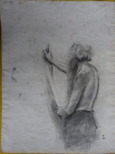 DESSIN ANCIEN XXème GRAND DESSIN FUSAIN ET PIERRE NOIRE DATE 1905 SIGNE