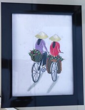 Tableau Asiatique - Broderie sur Soie .