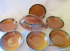 Service a bouillabaisse  barbotine Sarreguemines 6 assiettes creuses+ soupiere