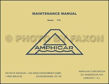 Manuel De Réparation D'Usine Amphicar 1961-1967 Livre De Service Et D'Entretien