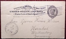 BOSTON CHRISTMAS 1907 UNIVERSAL CARD ANCIENT POSTAL UNION HISTORY KORNTAL GERMAN