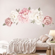 Pivoine Fleur Rose Fleur Autocollant Mural Salon Maison Décor Mural Décalque