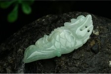 Joli Pendentif Dragon-Poisson en Jade Vert Clair