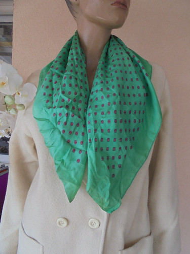 Foulard fin vert petit imprime - fin,