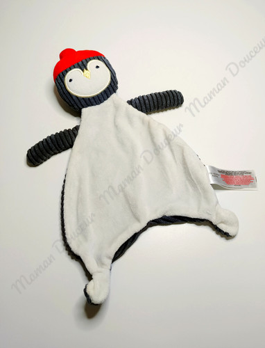 Doudou plat pingouin gris - doudou,