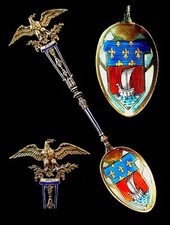 Cuillère souvenir spoon argent/émail PARIS Armoiries et aigle impérial