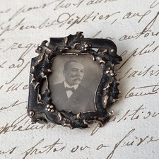 Broche Ancienne Porte Photo 1900 Bébé Métal Argenté Antique French Brooch