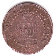 Espagne, Medio Real 1850