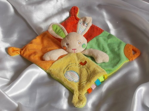 Doudou lapin jaune - ,, vert