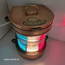 Lanterne Bateau Ancienne Marine Tricolour Hop Lee Cuivre No Lampe a Pétrole 