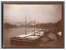 Barges sous neige vintage - barges,