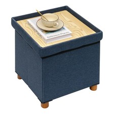 Pouf de Rangement pour Coffre, Repose-Pieds Pliable, Carré, Coffre, pour Entr...