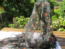 Coupon d'organza (organdi de soie imprimée ancienne 1938-1939 1.58 m x 1.17 m