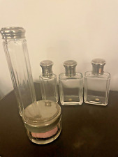 Très Bel ensemble de 5  Flacons dont 1 poudrier Cristal Taillé signé B 1900-1930