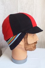 Superbe Ancienne Vintage CASQUETTE Course Cyclisme Vélo Bonnet Réversible